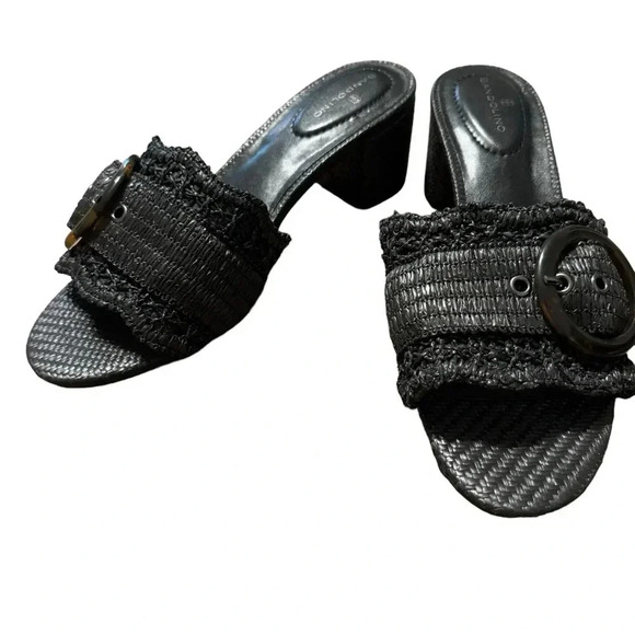 👡✨ Bandolino Black Woven Buckle Heeled Sandals Women’s Size 8.5 Chic‎ ✨👡 - Picture 4 of 5